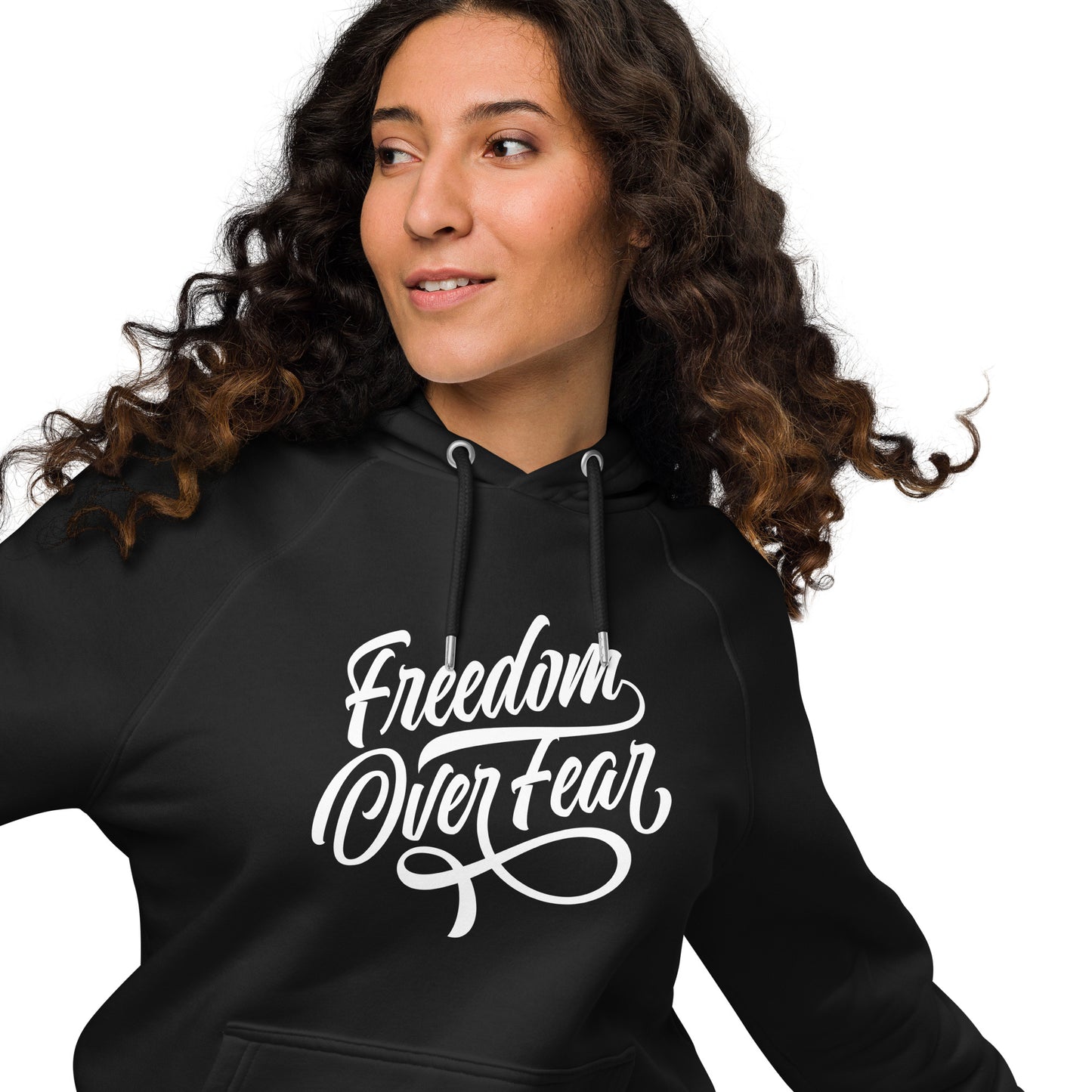 Freedom Over Fear Unisex eco raglan hoodie