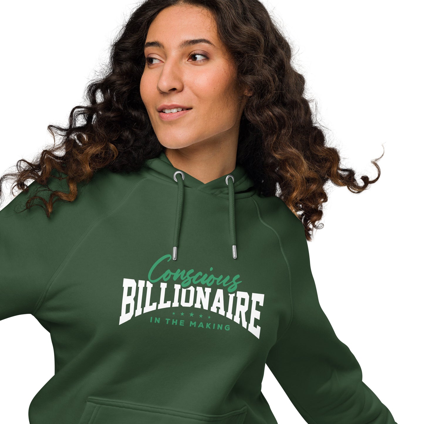 Conscious Billionaire In The Making Unisex eco raglan hoodie