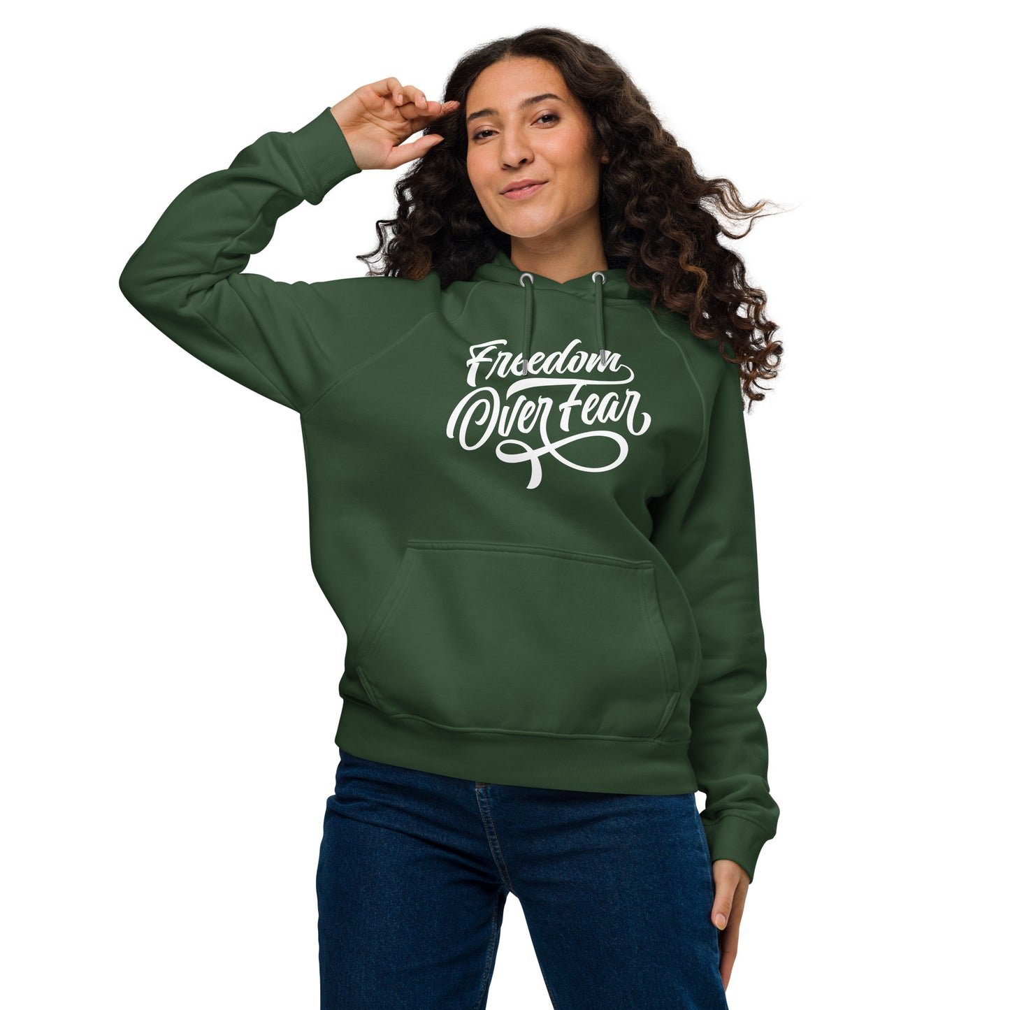 Freedom Over Fear Unisex eco raglan hoodie