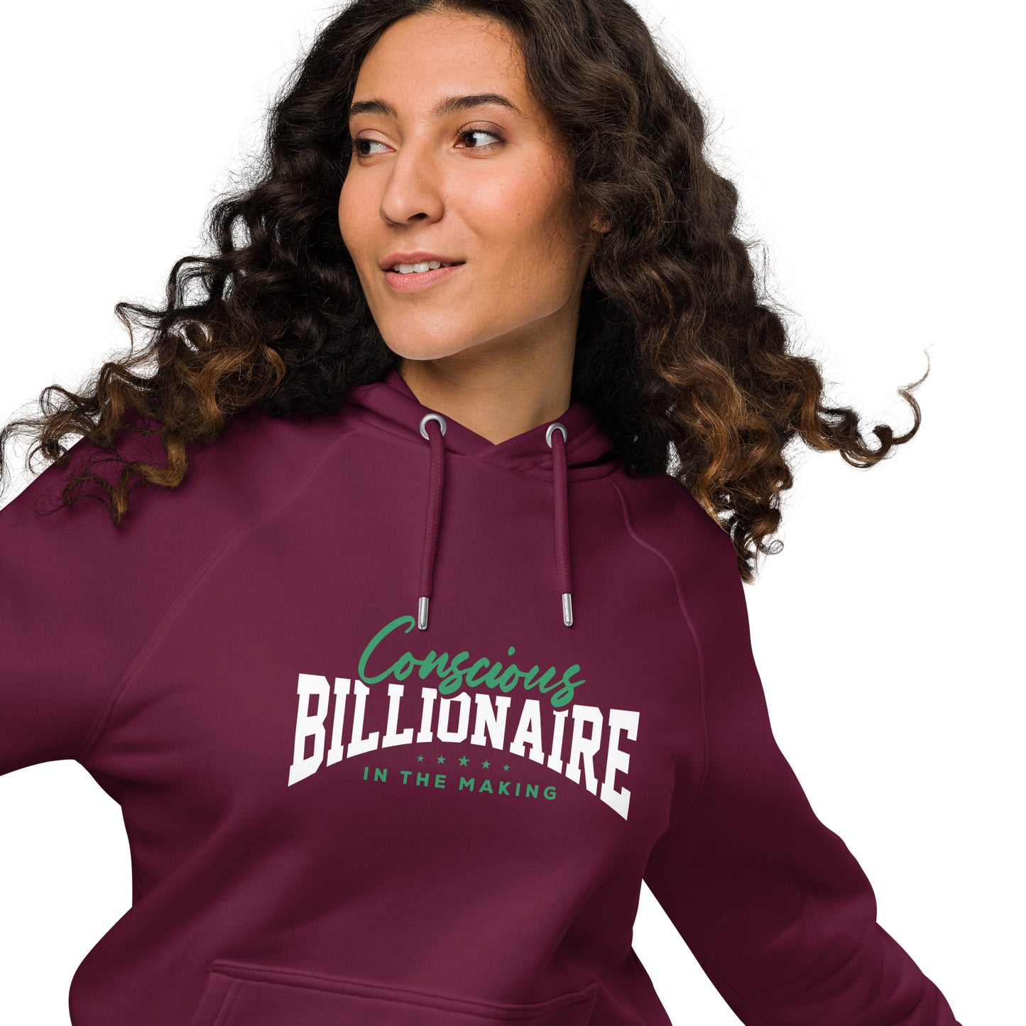 Conscious Billionaire In The Making Unisex eco raglan hoodie