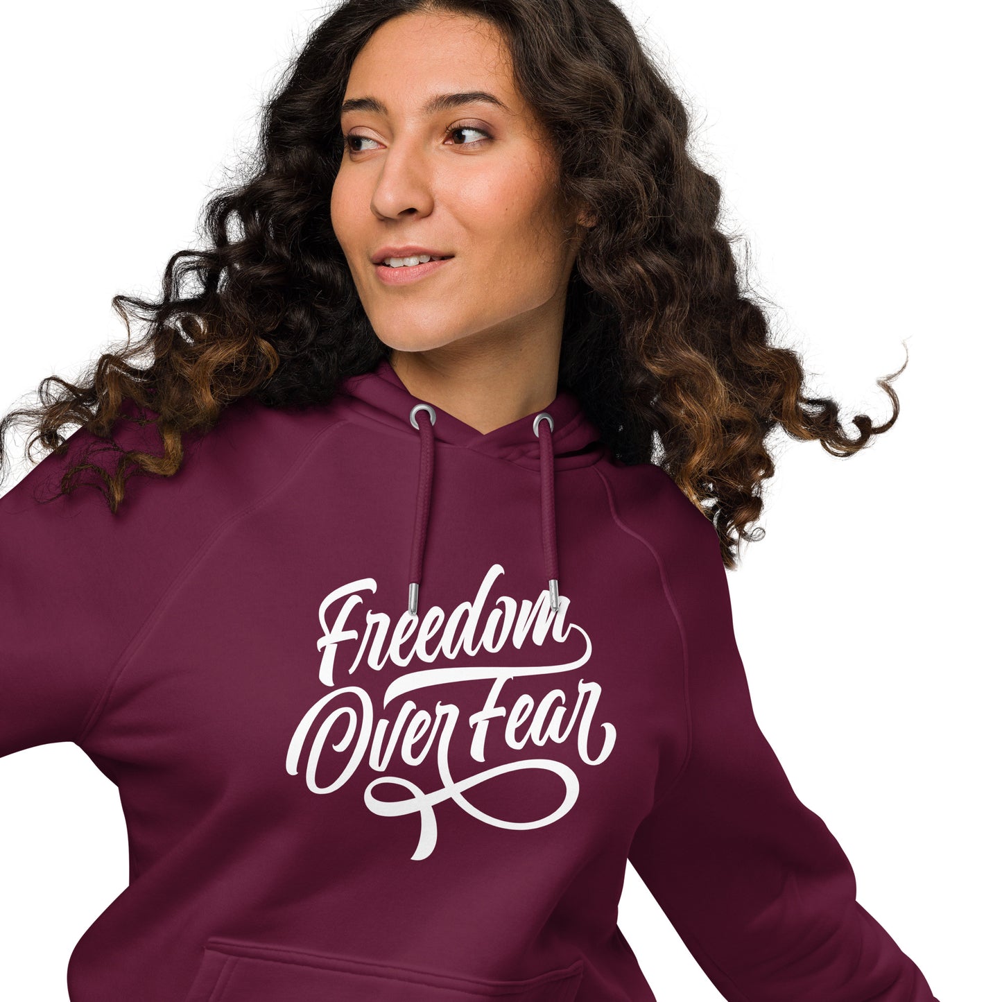 Freedom Over Fear Unisex eco raglan hoodie