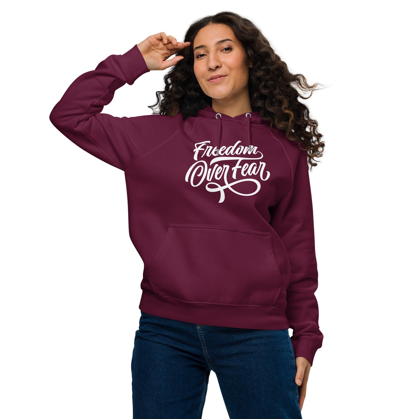 Freedom Over Fear Unisex eco raglan hoodie