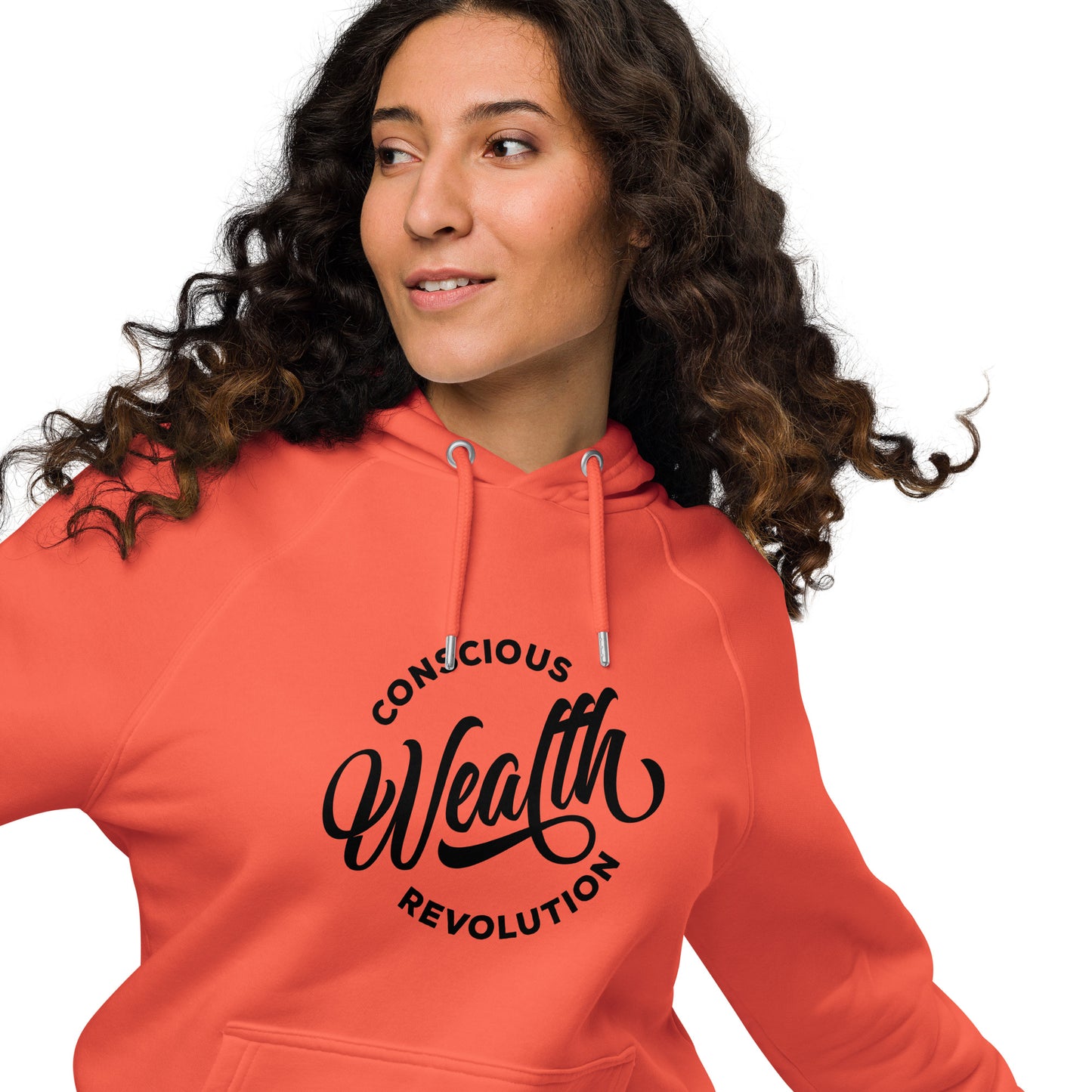 Conscious Wealth Revolution Unisex eco raglan hoodie