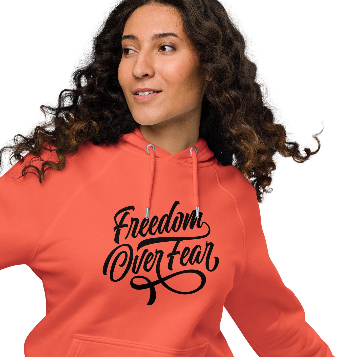 Freedom Over Fear Unisex eco raglan hoodie