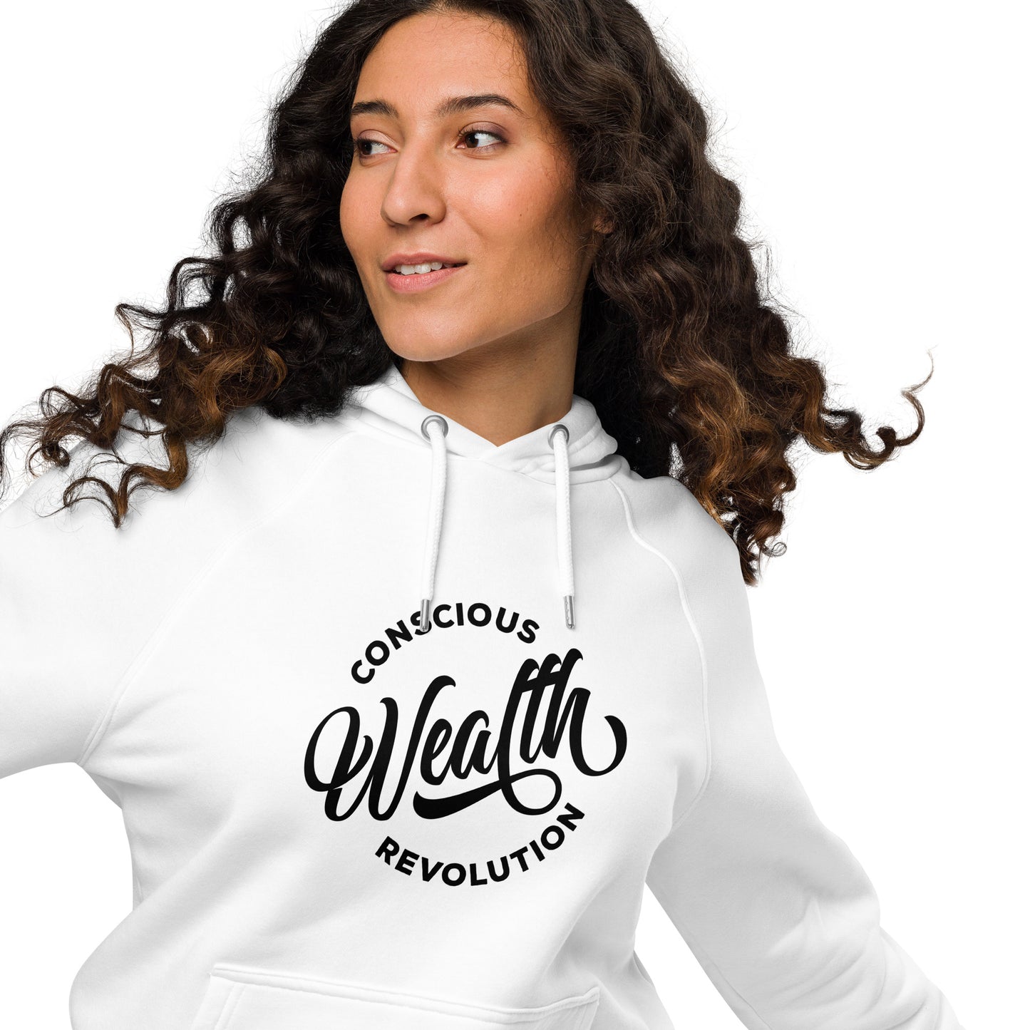 Conscious Wealth Revolution Unisex eco raglan hoodie