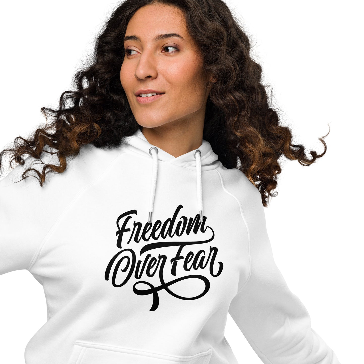 Freedom Over Fear Unisex eco raglan hoodie