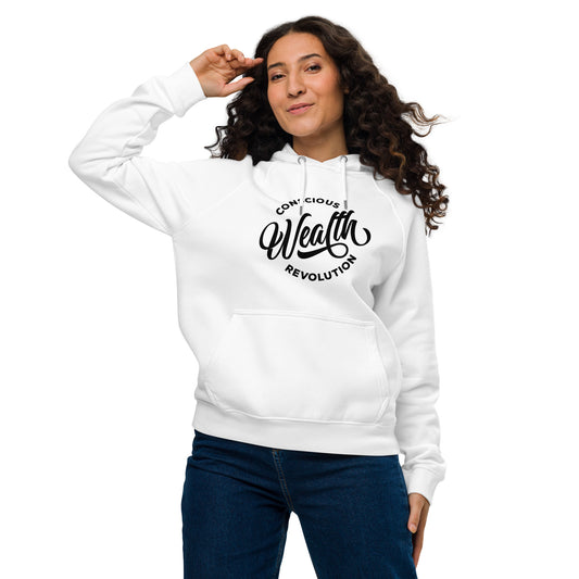 Conscious Wealth Revolution Unisex eco raglan hoodie