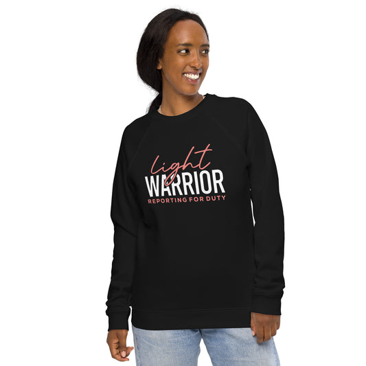 Light Warrior Unisex organic raglan sweatshirt