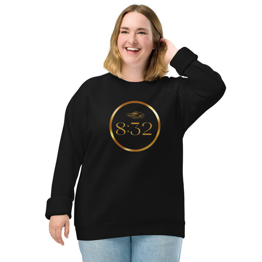 8:32 Unisex organic raglan sweatshirt