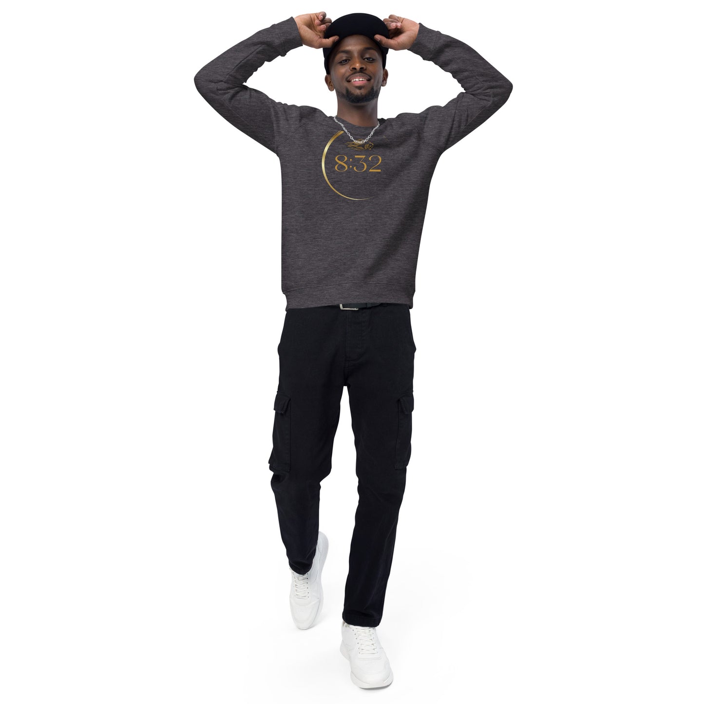 8:32 Unisex organic raglan sweatshirt