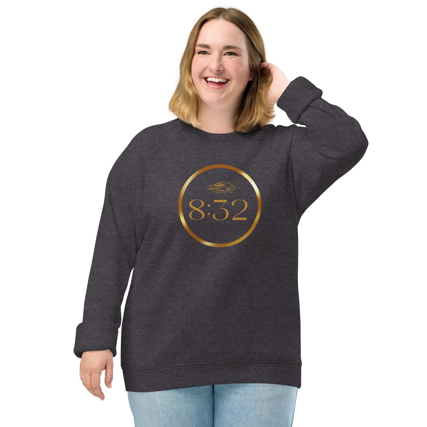 8:32 Unisex organic raglan sweatshirt