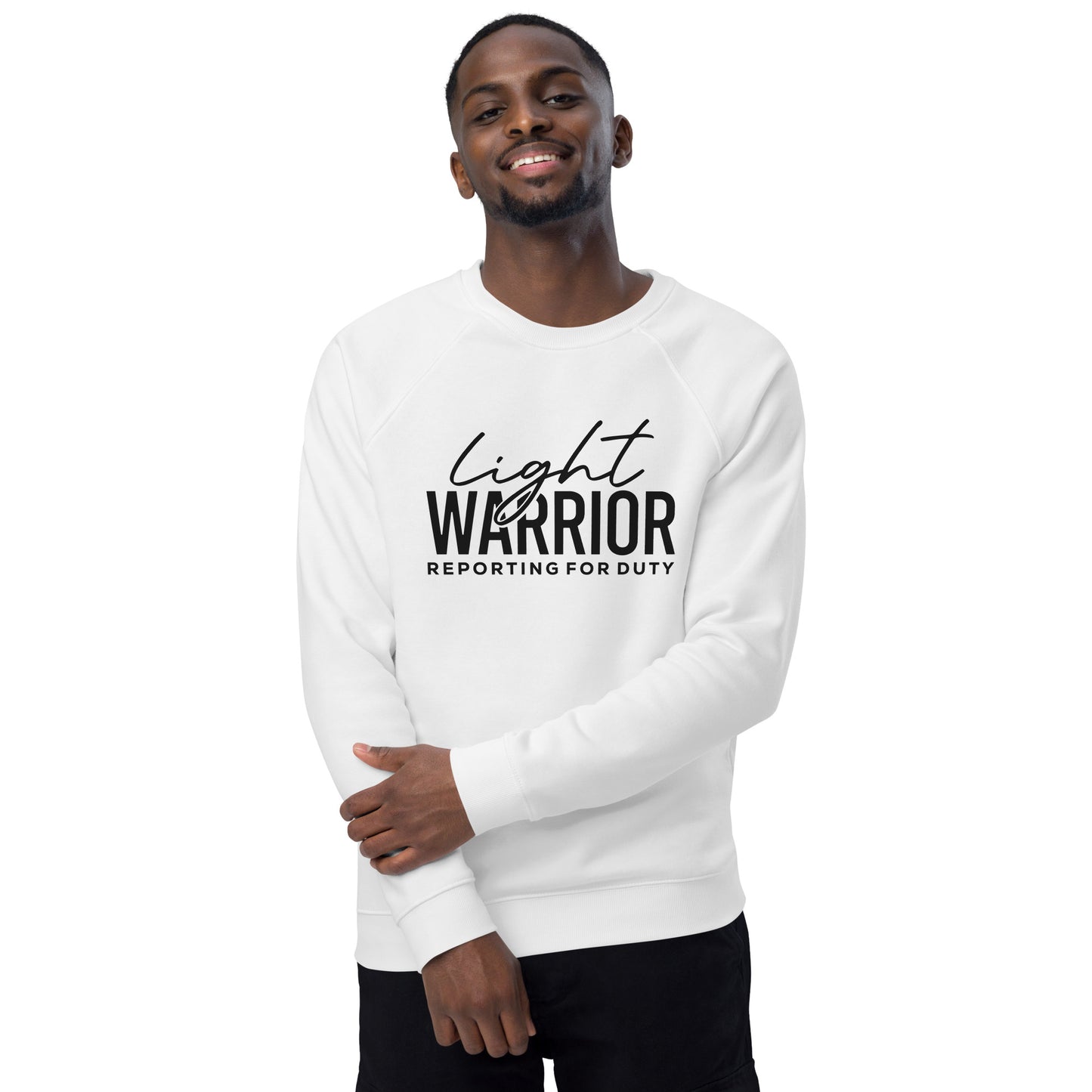 Light Warrior Unisex organic raglan sweatshirt