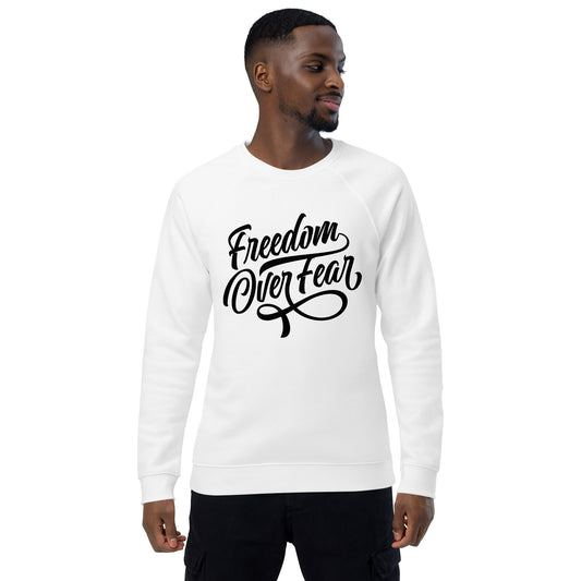 Freedom Over Fear Unisex organic raglan sweatshirt