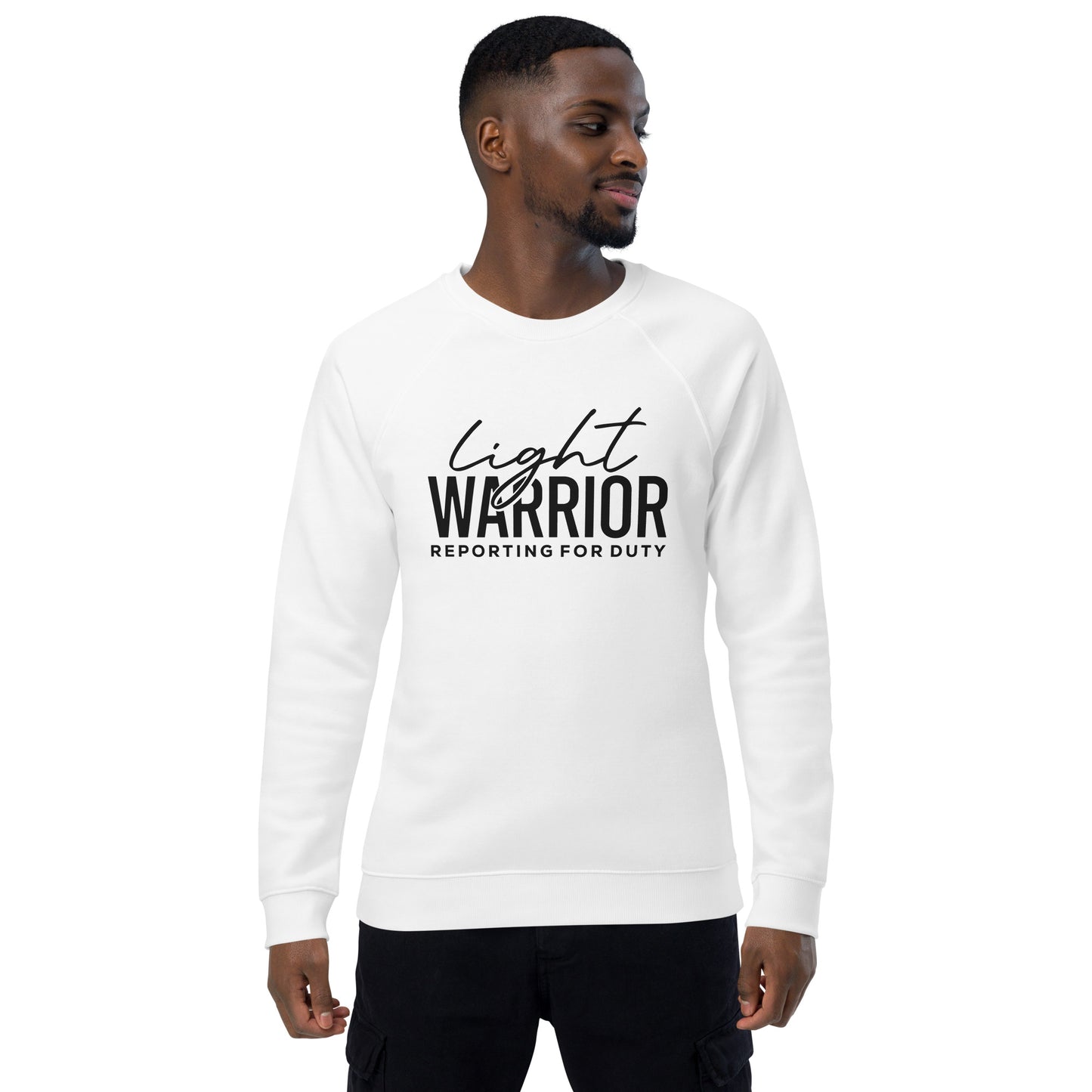 Light Warrior Unisex organic raglan sweatshirt