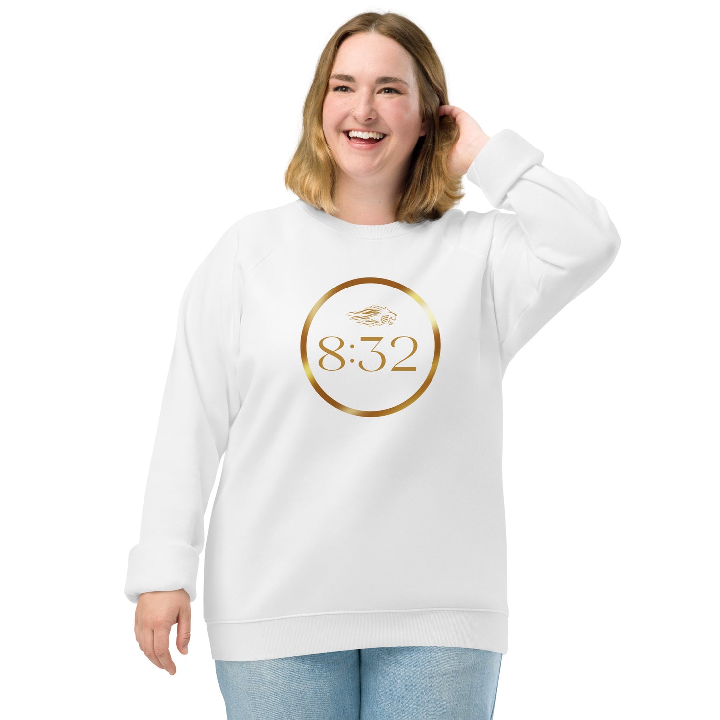 8:32 Unisex organic raglan sweatshirt