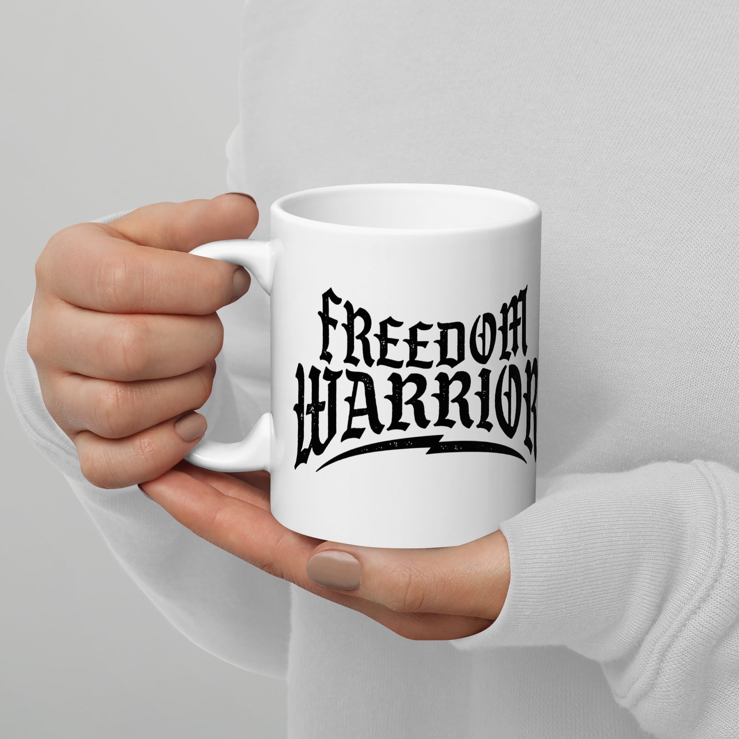 Freedom Warrior White glossy mug