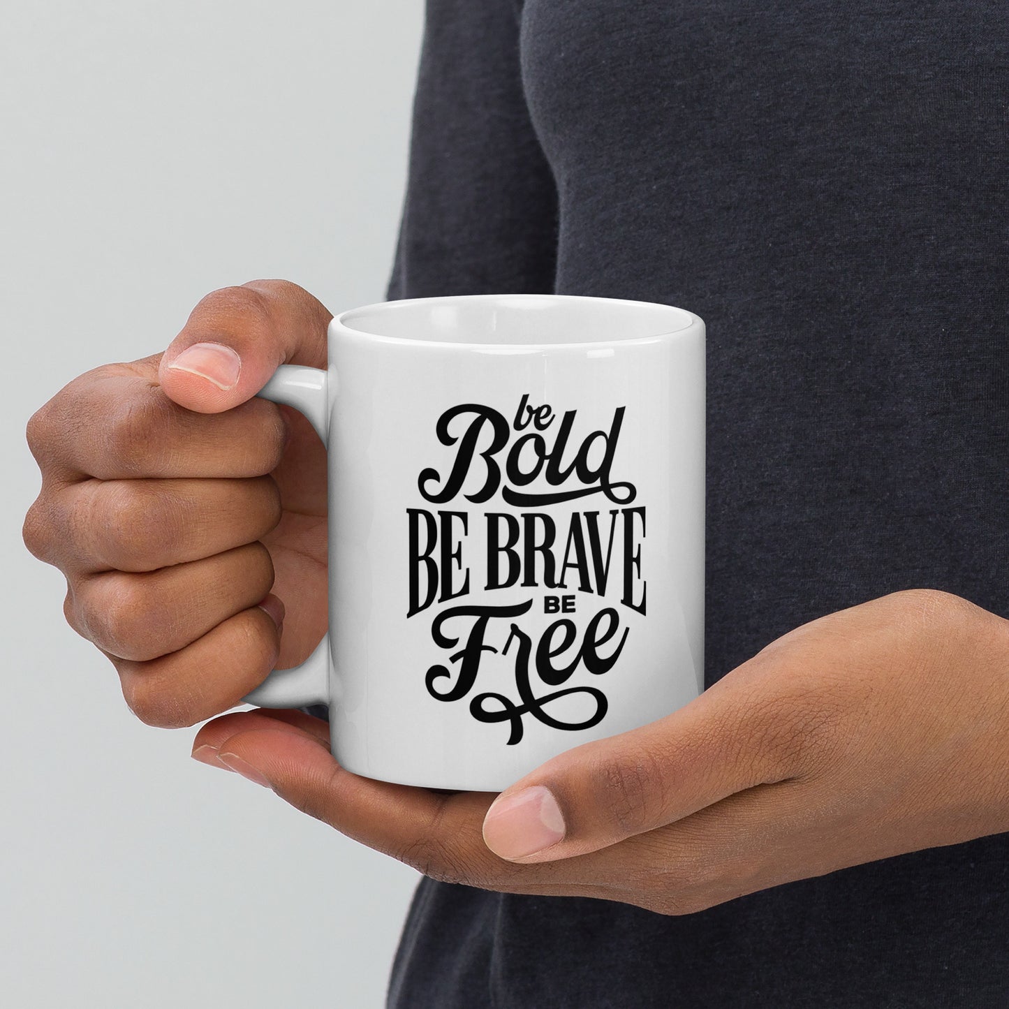 Be Free White glossy mug