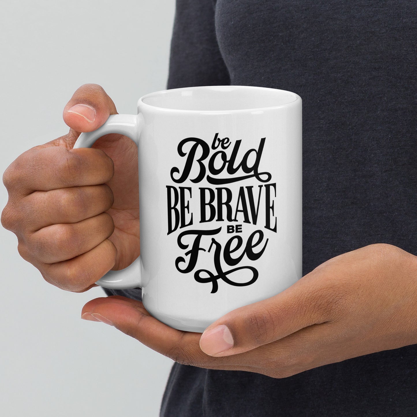 Be Free White glossy mug