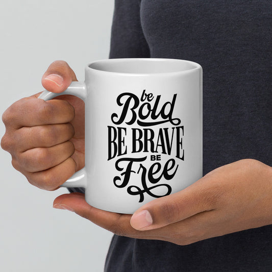 Be Free White glossy mug